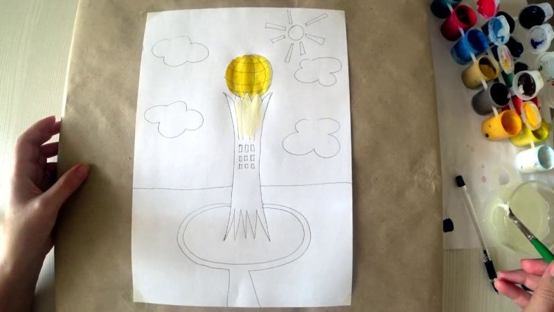 Байтерек рисунок карандашом
