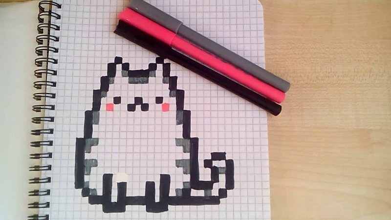 рисунки по клеточкам милые котики