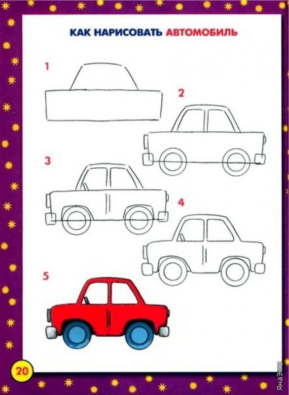 Поэтапное рисование машины