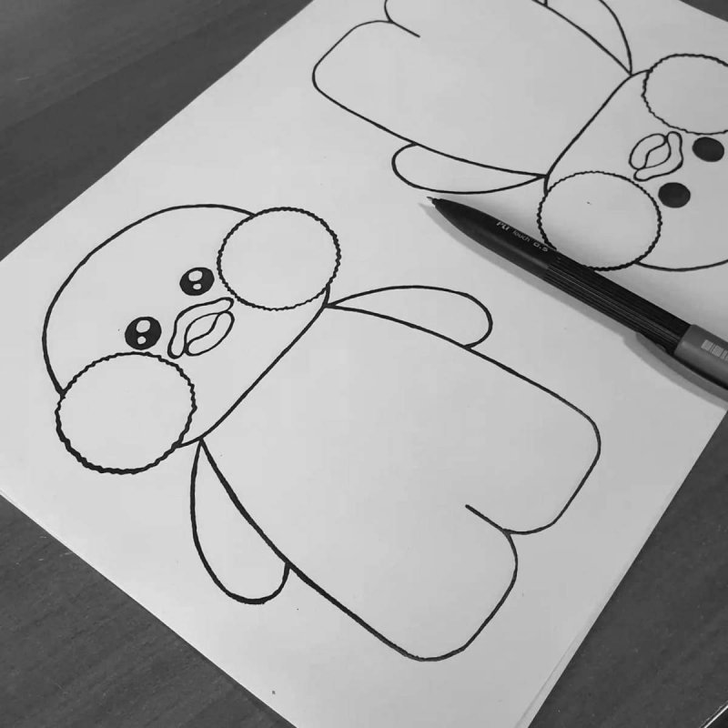 Рисунок утки лалафанфан для срисовки карандашом