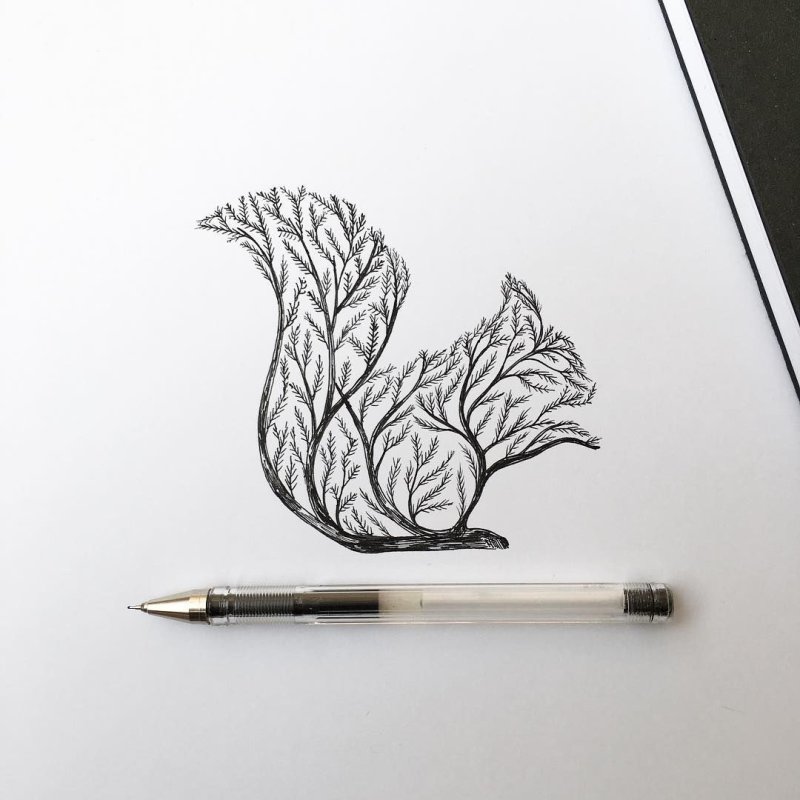 Рисунки чёрной ручькай