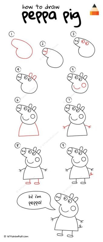 Как нарисовать свинку Пеппу