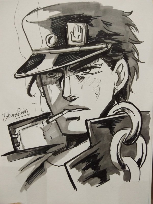 Джотаро Куджо черно белый