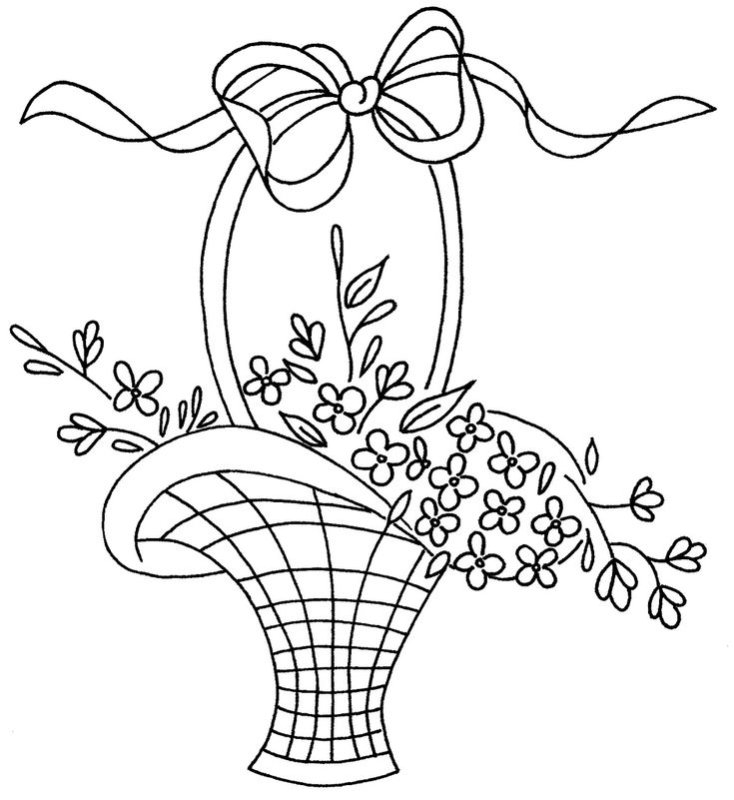 Корзинка с цветами раскраска