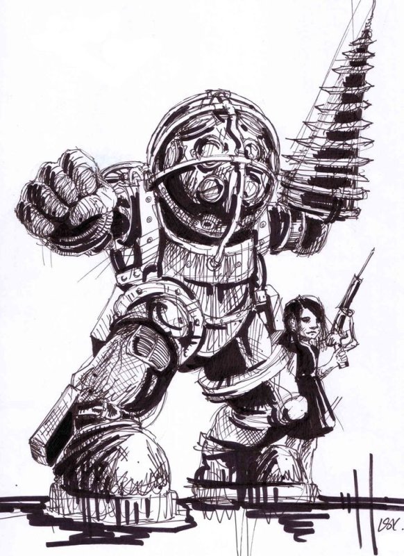 Большой папочка Bioshock рисунок