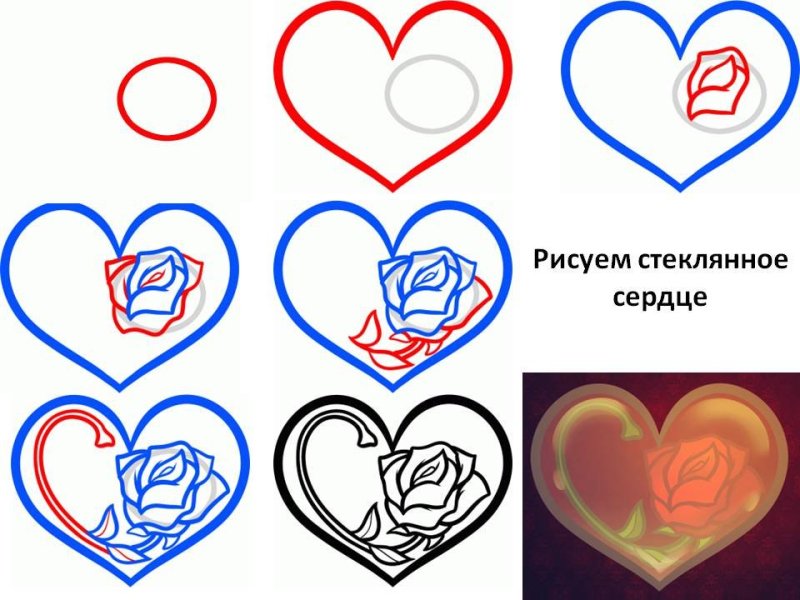 Поэтапно легкие сердце