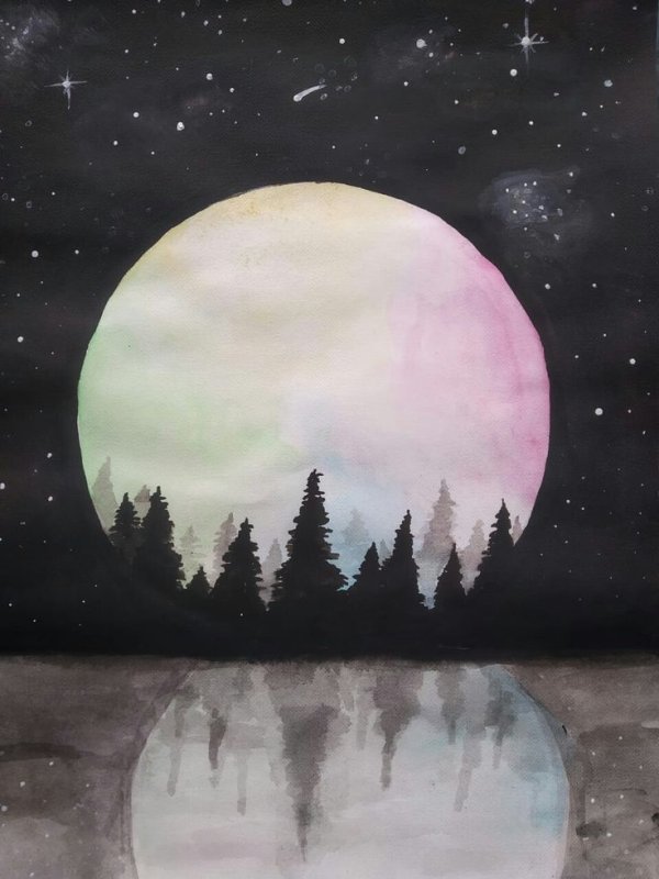 Космос рисунок гуашью