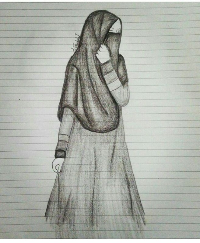 Рисунок мусульманка карандашный
