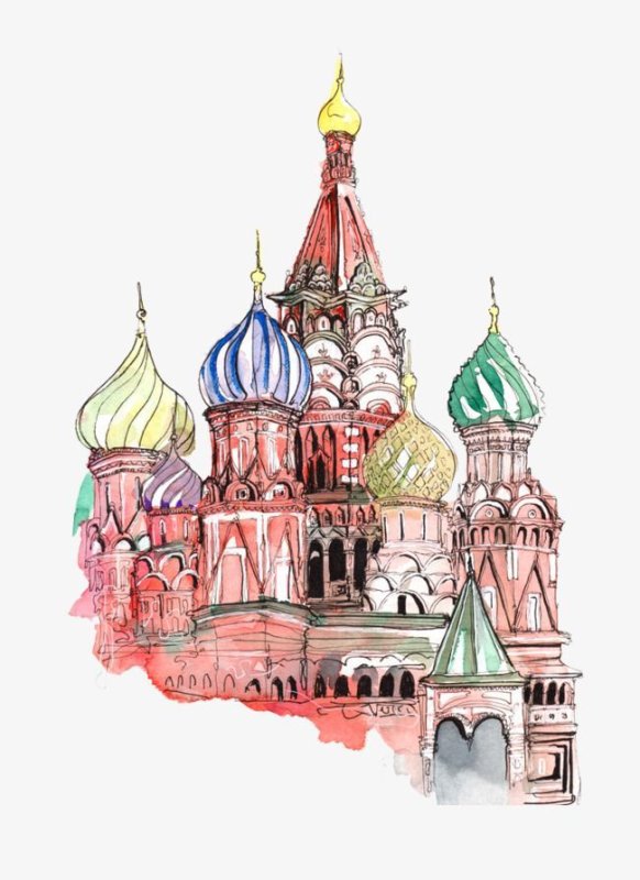 Московский храм Василия Блаженного рисунок