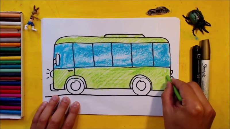 Рисование автобус в старшей группе