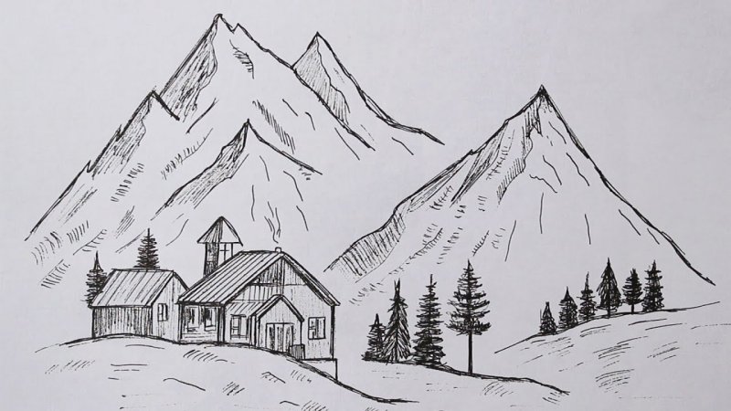 Горы рисунок