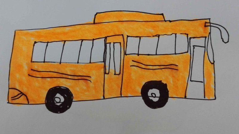 Поэтапное рисование автобуса