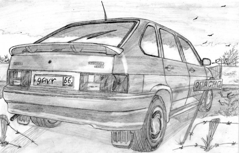 Рисунок ВАЗ 2115 рисунок сзади