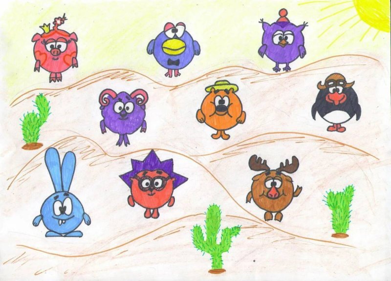 Смешарики рисунки карандашом