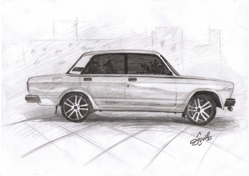ВАЗ 2107 карандашом сбоку