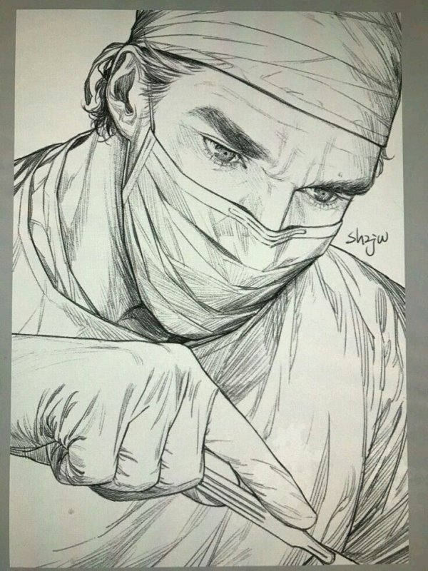 Хирург рисунок карандашом