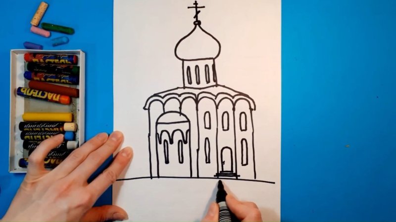 Храм рисунок фломастером