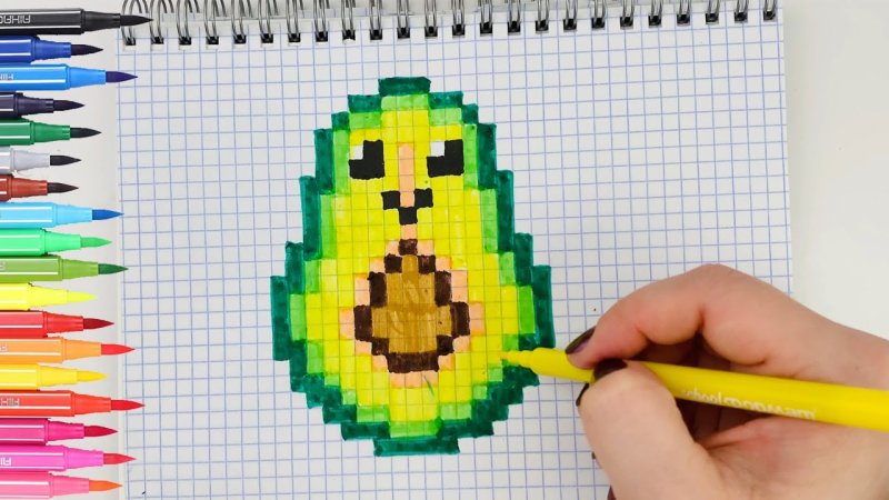 Рисование по клеточкам авокадо