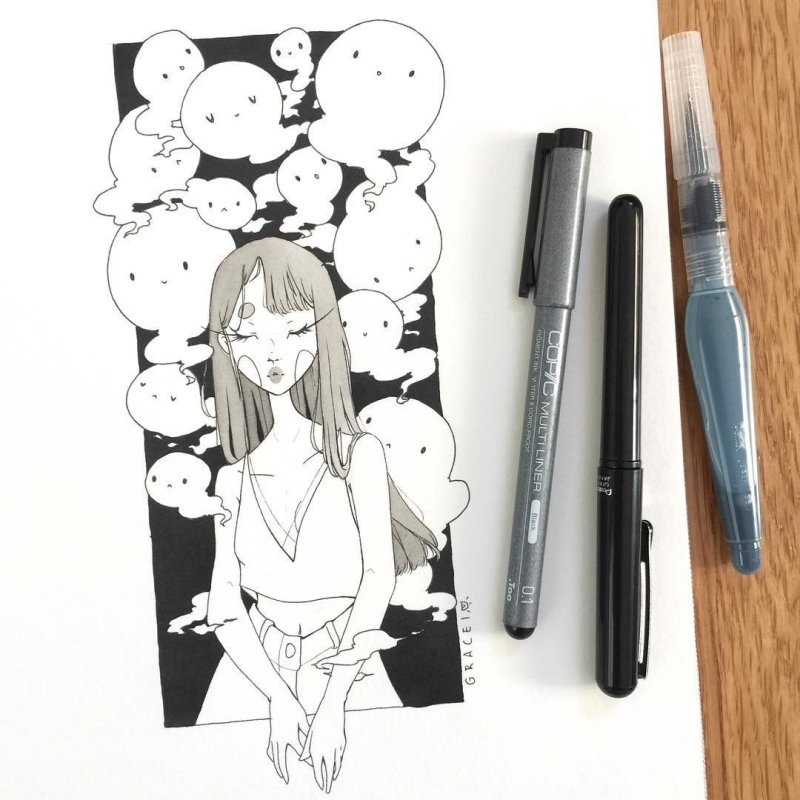 Рисунки для скетчбука в стиле аниме