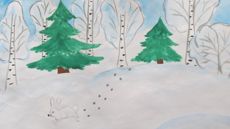 Зимний лес рисунок