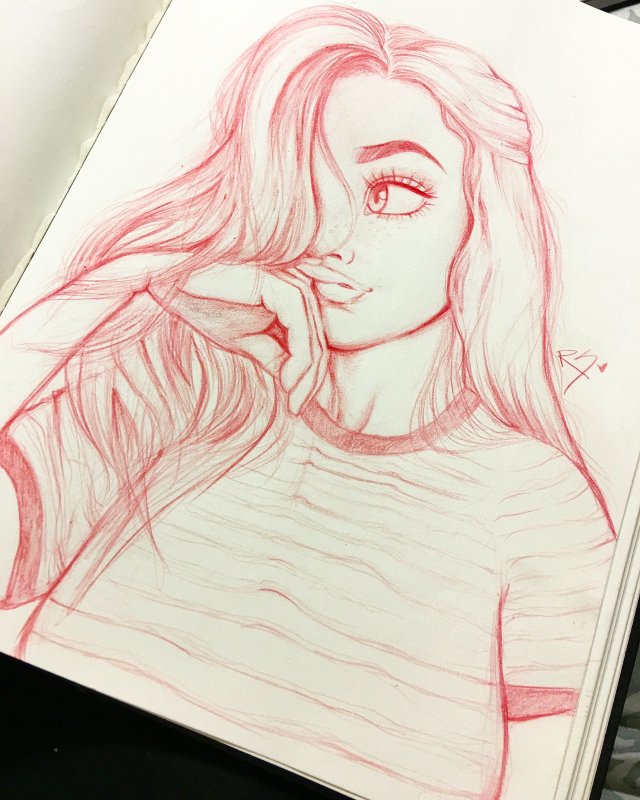 Рисунок девушки карандашом