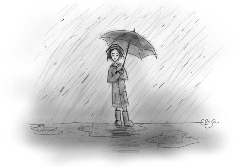 девочка с зонтом рисунок