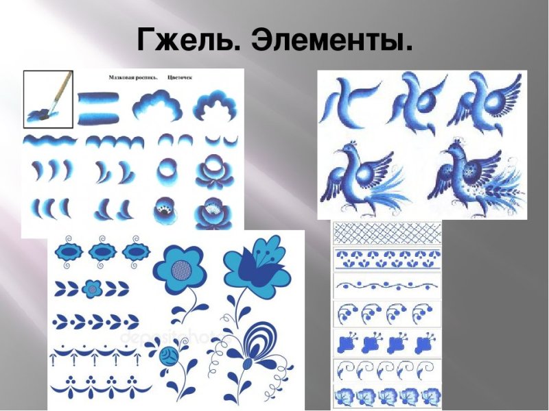 Гжельская роспись элементы росписи
