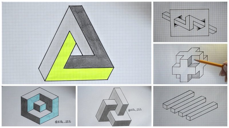 рисунки в клетку иллюзия