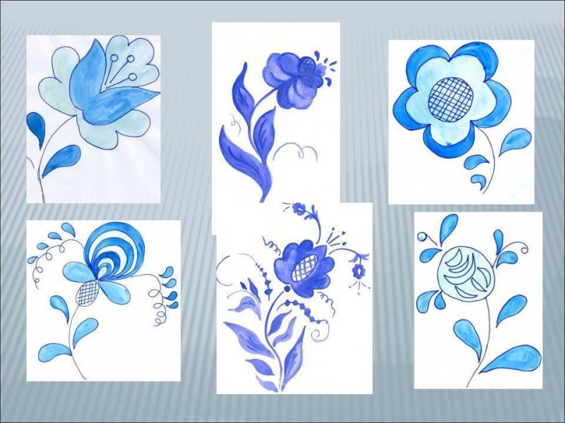 Гжель рисунок карандашом