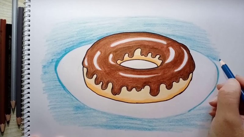 Пончик рисунок карандашом