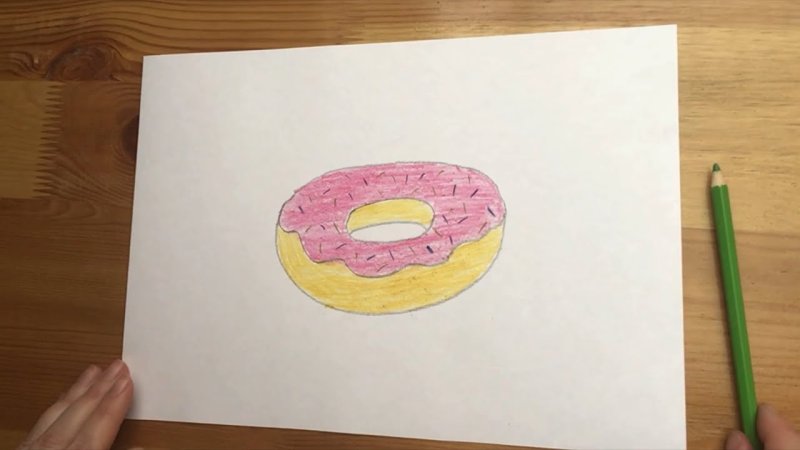 Пончик рисунок карандашом