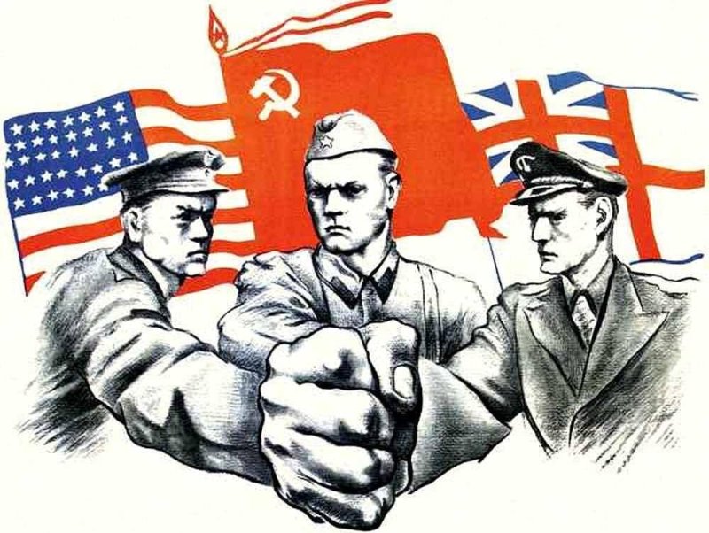 Плакат США Великобритания СССР второй мировой