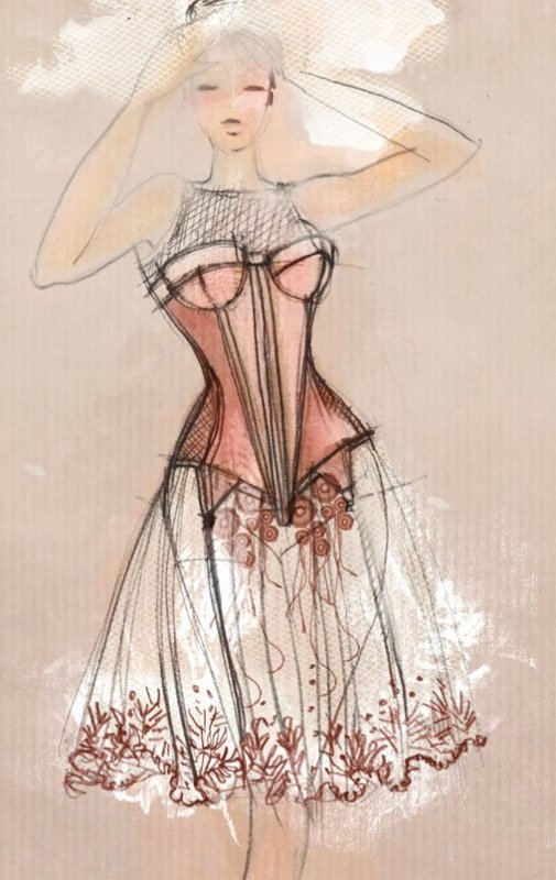 Эскиз платья с корсетом