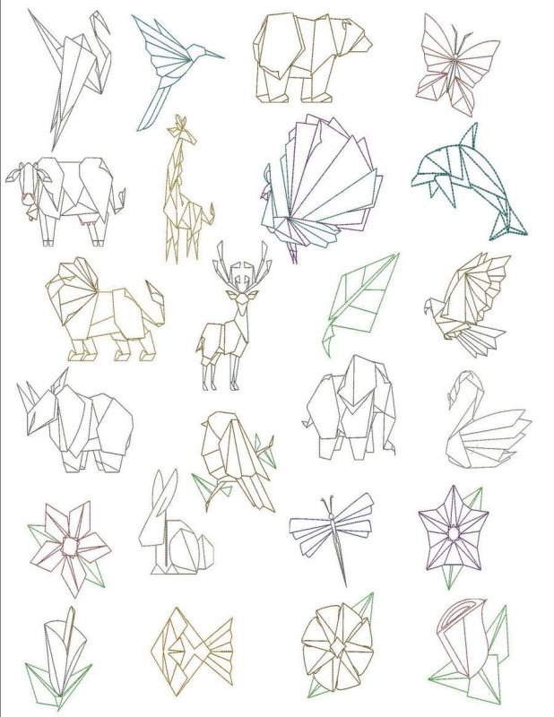 Геометрические рисунки животных