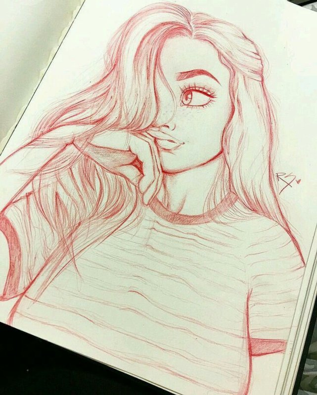 Рисунок девушки карандашом