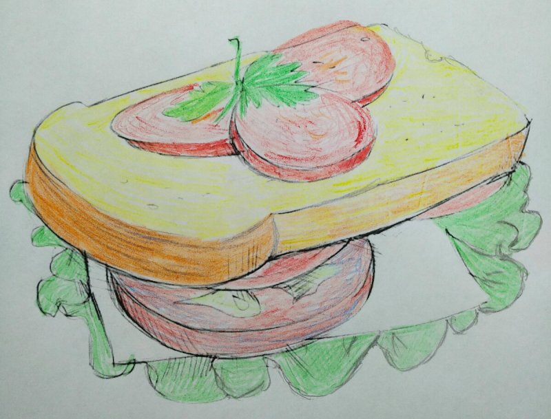 бутерброд рисунок карандашом