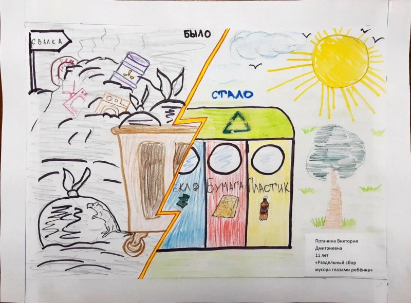 Рисунок на тему раздельный сбор мусора