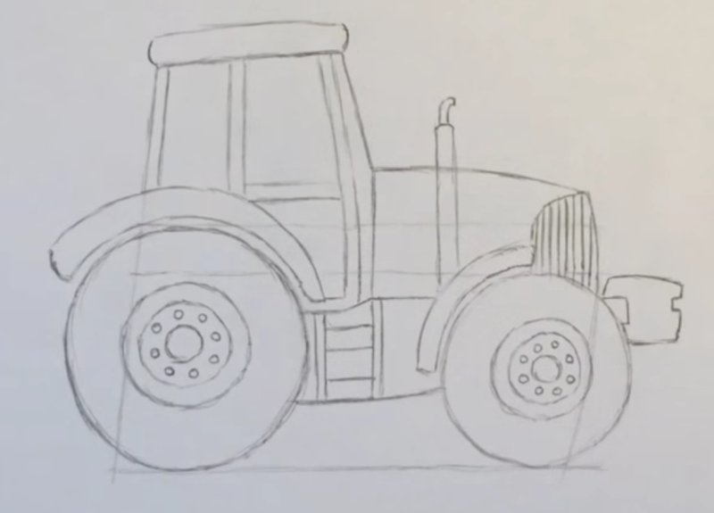 трактор поэтапное рисование для детей