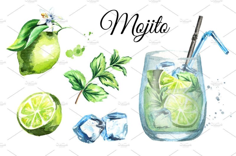 Мохито акварель