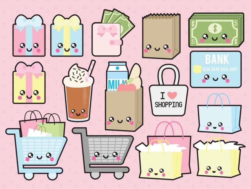 Кавайные наклейки для срисовки