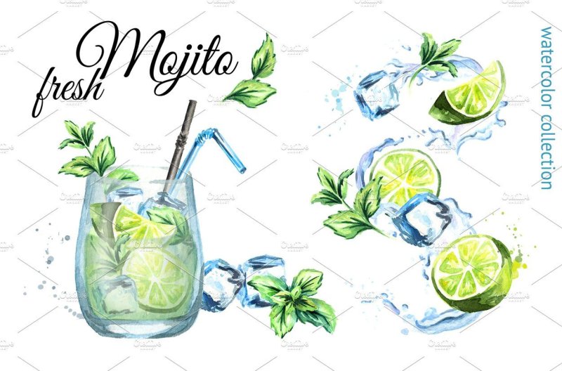 Мохито акварель