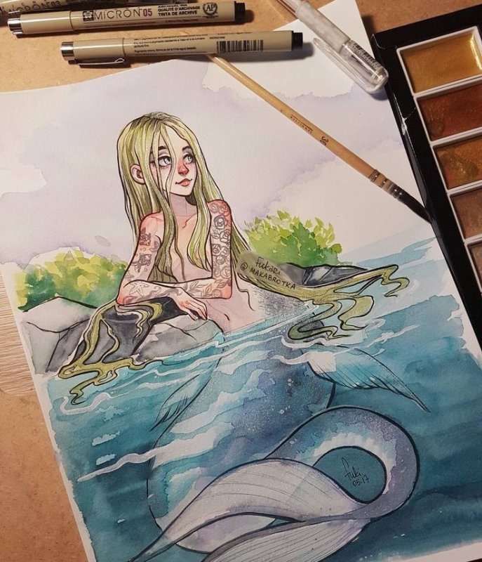 Русалка рисунок