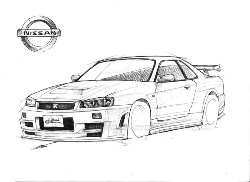 Ниссан Скайлайн r34 раскраска
