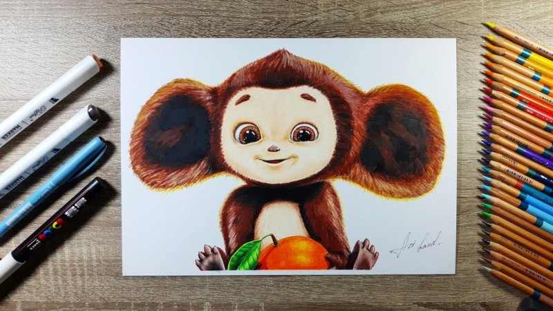 Чебурашка рисунок карандашом