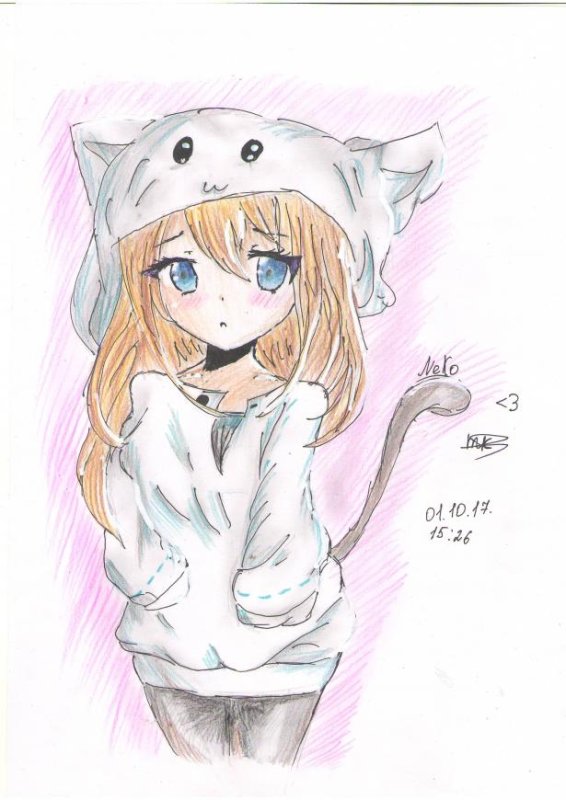 Девочка с кошкой рисунок