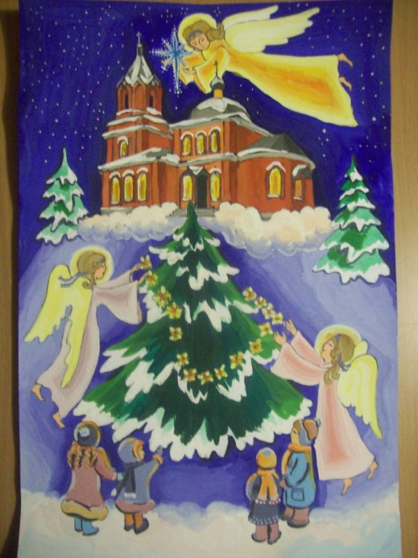 Рисунок на тему Рождество