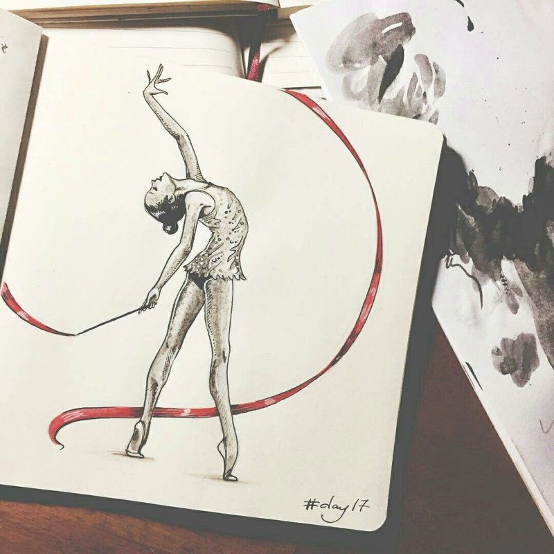Рисунок гимнастки для срисовки