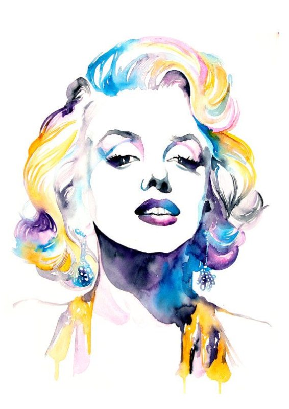 Монро Мэрилин рисунок акварель
