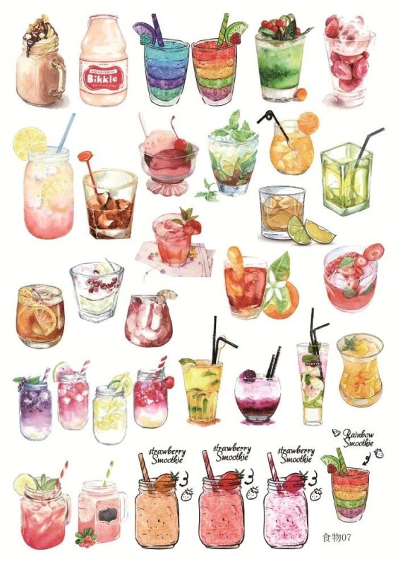 Красивые наклейки еда