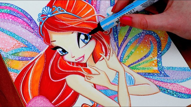 Как нарисовать клуб Винкс Блум